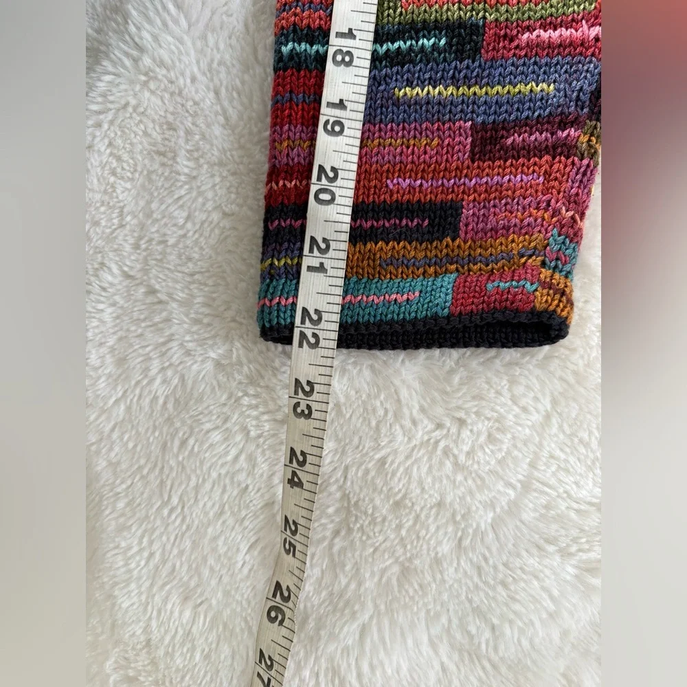 Peruvian Connection Pima Cotton Colorful Abstract Knit Button Cardigan, Sz Med - Picture 7 of 9